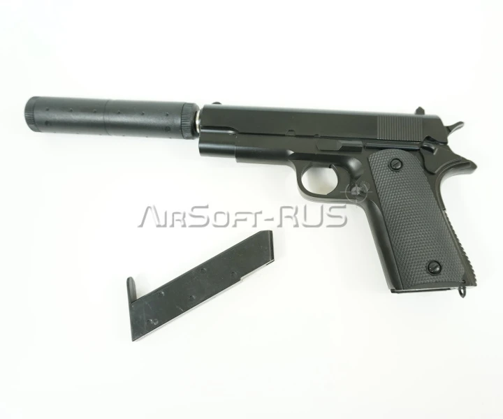 Пистолет Shantou 1911 Mini c глушителем spring (G.18.6)