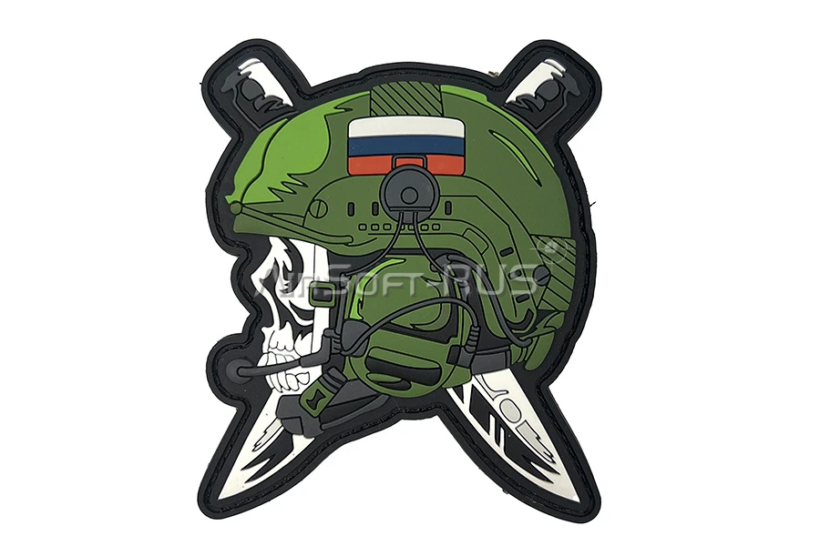 Патч ORC TACTIC Череп тактикульный в шлеме ПВХ OD (TZ0368)