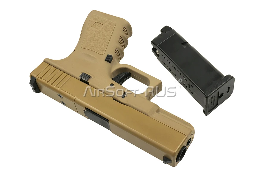 Пистолет WE Glock 19 Gen 3 с тактическим затвором GBB TAN (GP650-19-TAN)