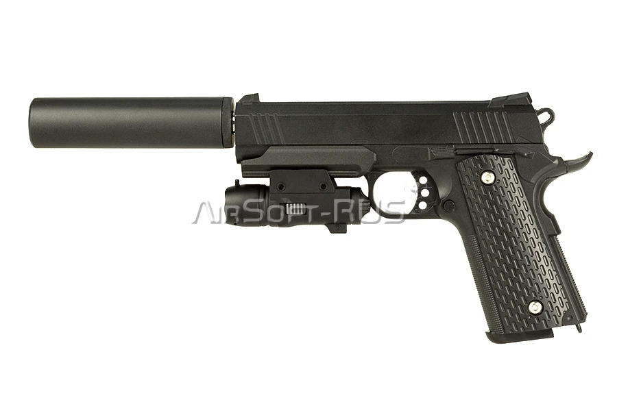 Пистолет  Galaxy Colt 1911PD spring с глушителем (G.25A)