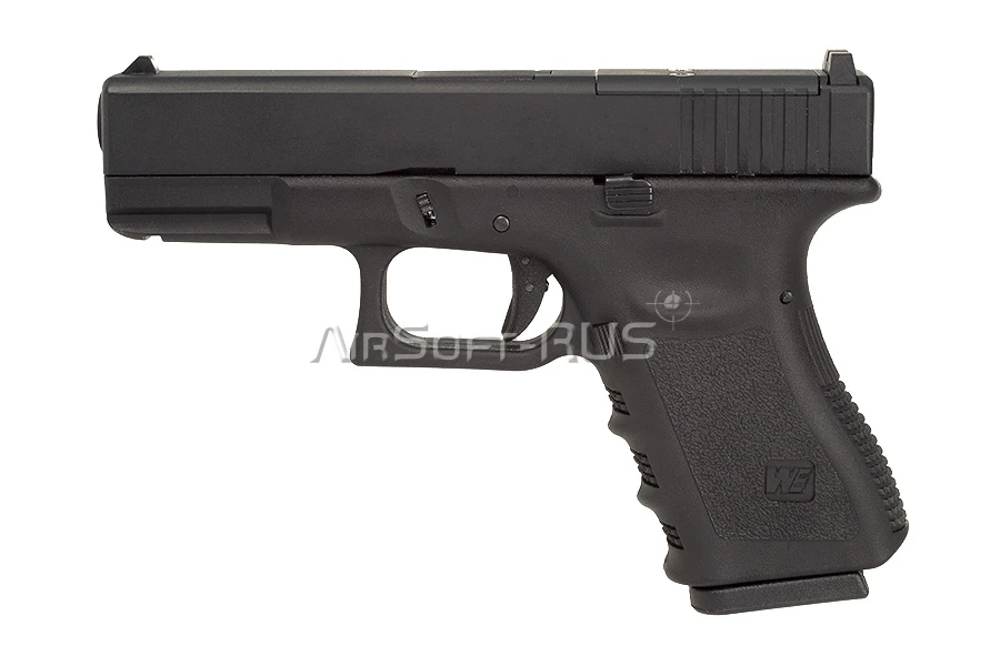 Пистолет WE Glock 19 Gen 3 с тактическим затвором GBB BK (GP650-19-BK)