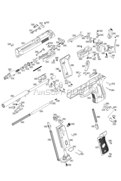 Правая щечка рукояти WE Beretta M92 Gen.2 Full Auto GGBB (GP301-V2-80)
