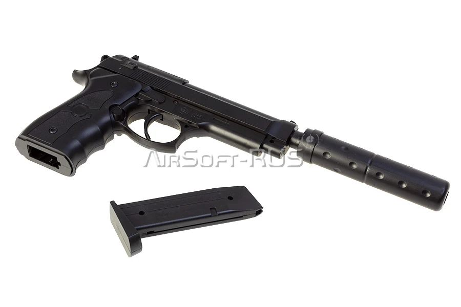 Пистолет Galaxy Beretta M92 с глушителем spring (G.052A)