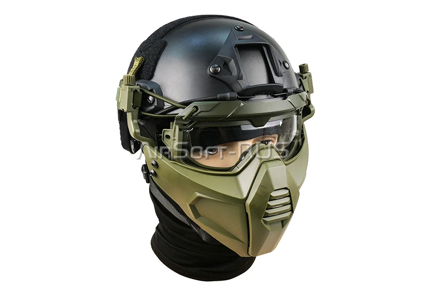 Маска защитная WoSporT с креплением на шлем Ops Core OD (MA-116-OD)
