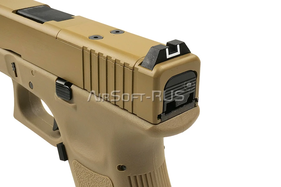 Пистолет WE Glock 19 Gen 3 с тактическим затвором GBB TAN (GP650-19-TAN)