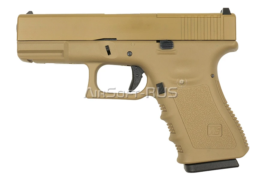 Пистолет WE Glock 19 Gen 3 с тактическим затвором GBB TAN (GP650-19-TAN)