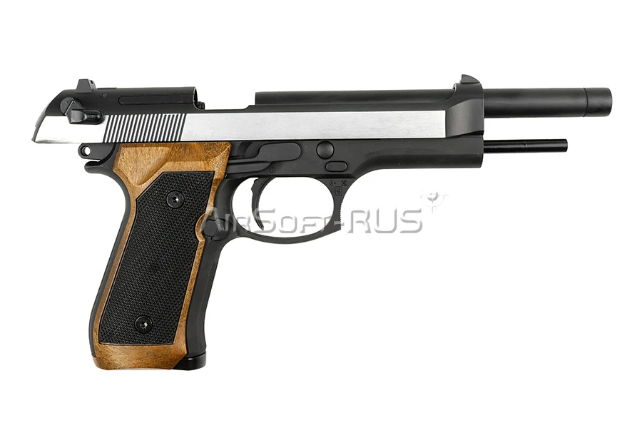 Пистолет WE Beretta M92 Long Silver Wood GGBB (GP304)