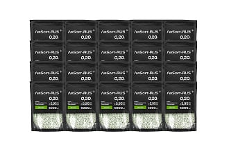 Коробка шаров Airsoft-RUS 0.20гр. 5000шт. зелёные трассирующие 20 упаковок (CTN-ASR-T-020)