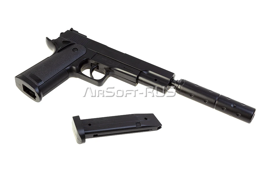 Пистолет Galaxy Colt 1911 с глушителем spring (G.053B)