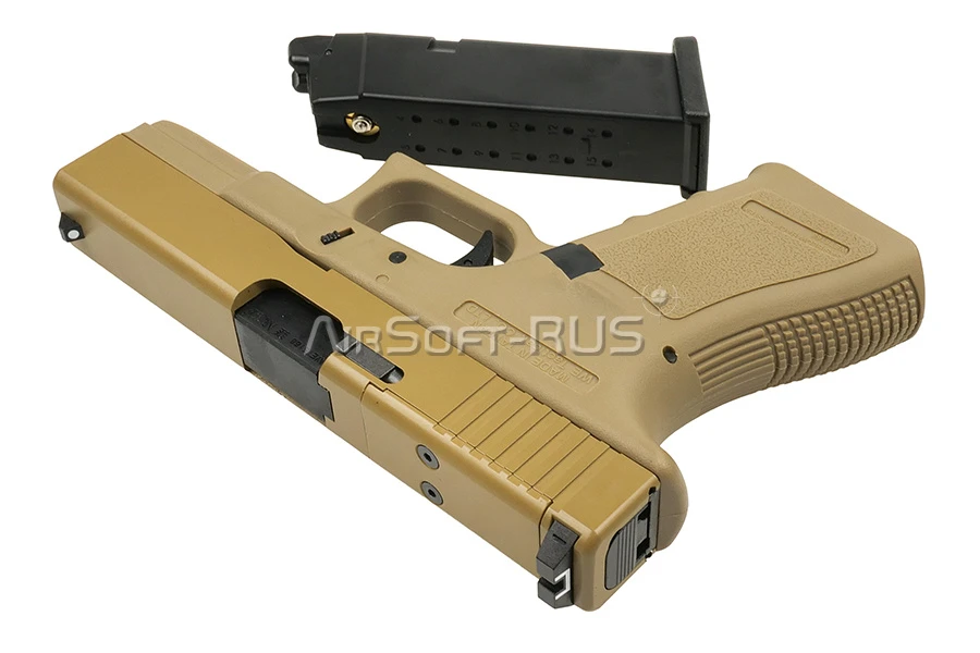 Пистолет WE Glock 19 Gen 3 с тактическим затвором GBB TAN (GP650-19-TAN)