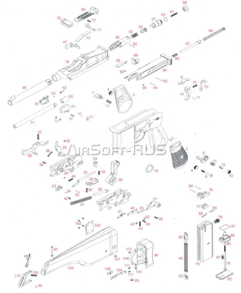 Пружина защелки крепления приклада WE Mauser M712 GGBB (GP439-100)