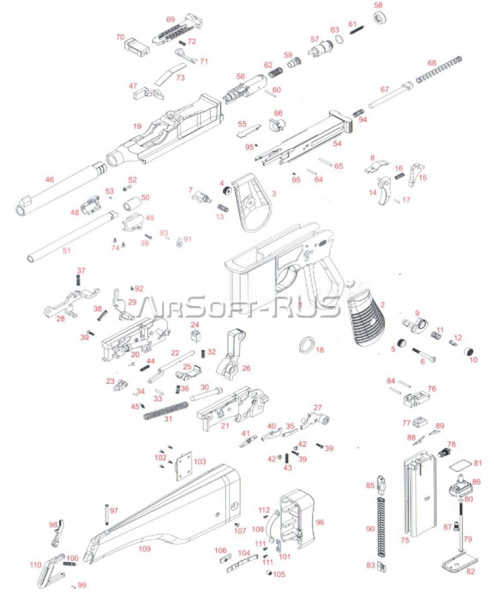 Пружина основания спускового крючка WE Mauser M712 GGBB (GP439-16)