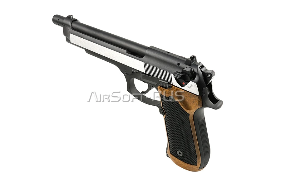 Пистолет WE Beretta M92 Long Silver Wood GGBB (GP304)