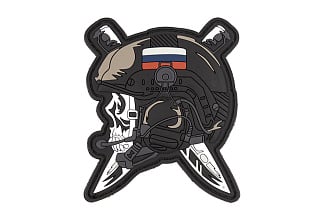 Патч ORC TACTIC Череп тактикульный в шлеме ПВХ BK-GR (TZ0369)