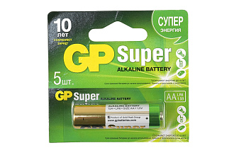 Батарейка алкалиновая GP Super 15A-CR5 1.5 B AA (GP15A-2CR5)