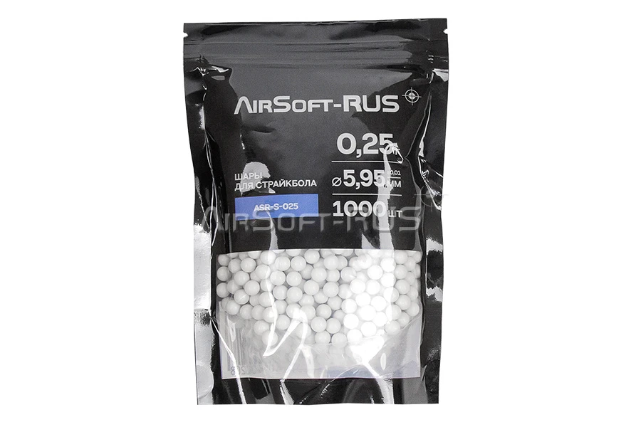 Шары Airsoft-RUS 0.25гр. 1000шт. белые (ASR-S-025)