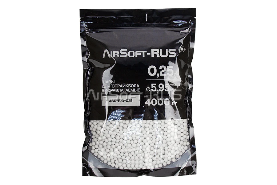 Шары Airsoft-RUS 0.25гр. 4000шт. биоразлагаемые (ASR-BIO-025)