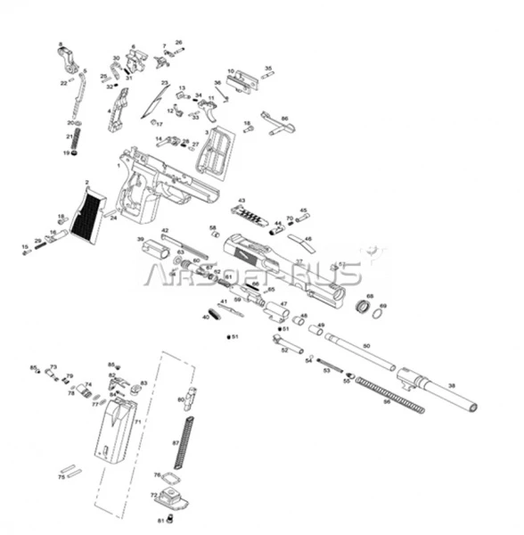 Пин фиксации блока спускового крючка в рамке WE Browning Hi-Power M1935 GGBB (GP424-35)