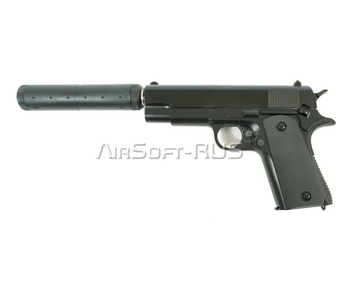 Пистолет Shantou 1911 Mini c глушителем spring (G.18.6)