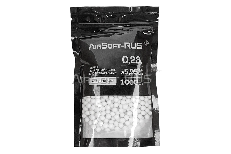 Шары Airsoft-RUS 0.28гр. 1000шт. биоразлагаемые (ASR-S-BIO-028)