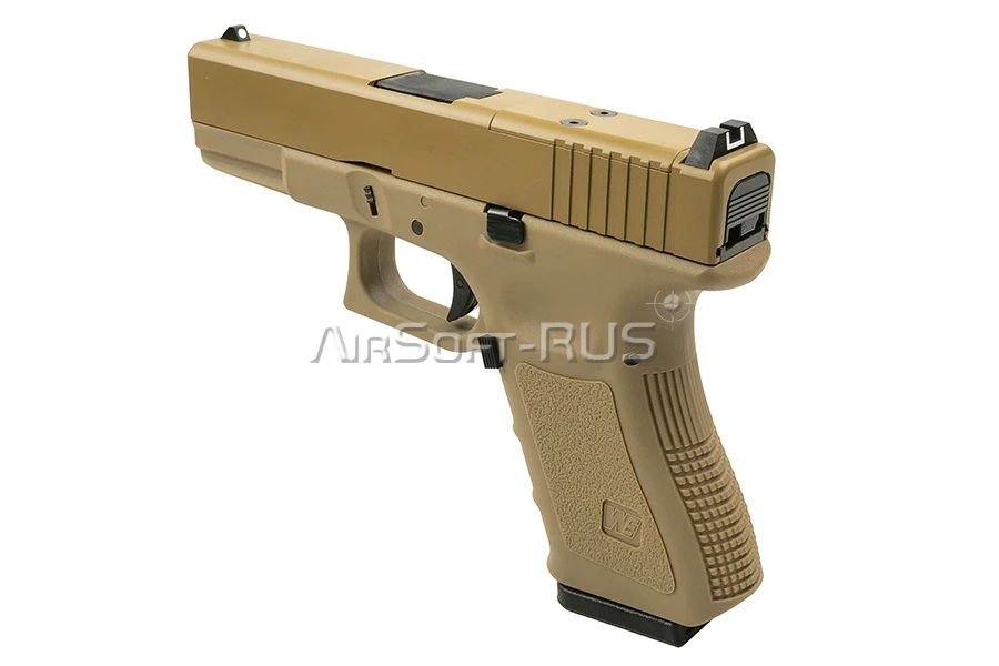 Пистолет WE Glock 19 Gen 3 с тактическим затвором GBB TAN (GP650-19-TAN)