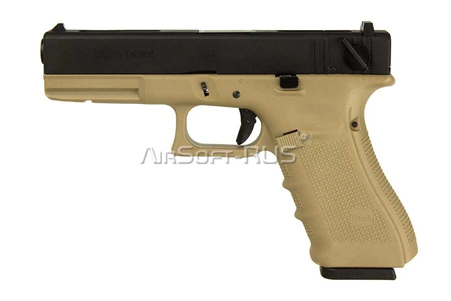 Пистолет WE Glock 18C Gen.4 TAN GGBB (GP617B (TAN)