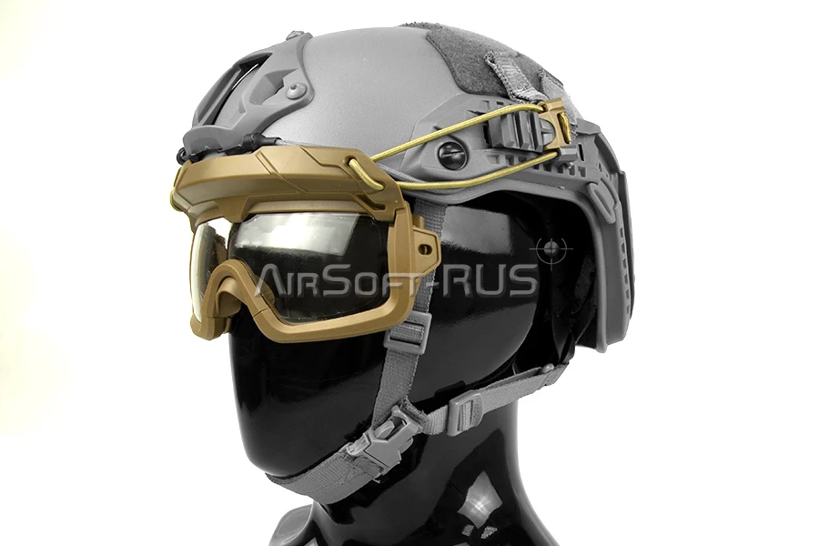 Очки защитные WoSporT для крепления на шлем Ops Core TAN (MA-114-T)