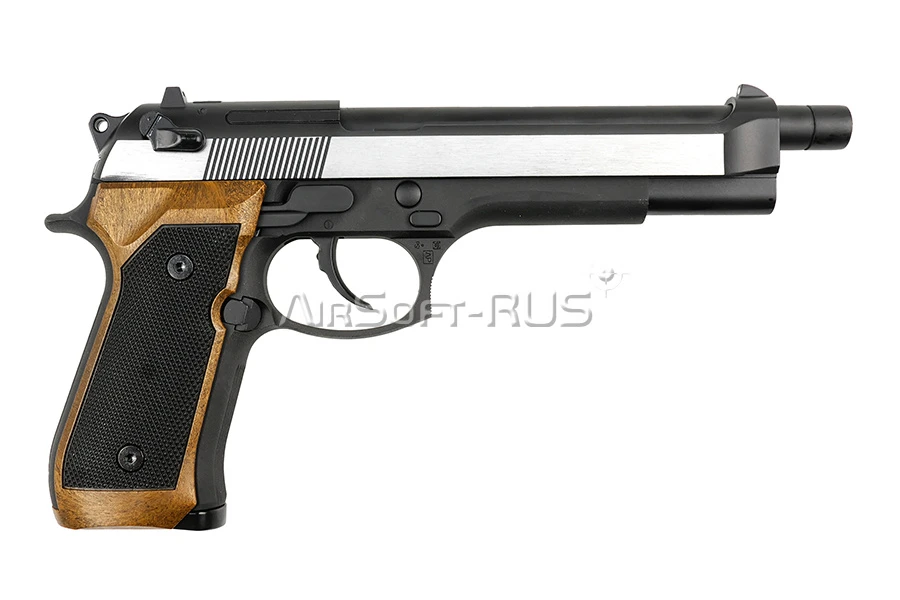 Пистолет WE Beretta M92 Long Silver Wood GGBB (GP304)
