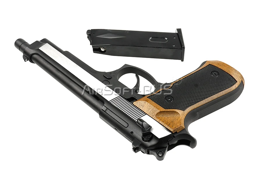 Пистолет WE Beretta M92 Long Silver Wood GGBB (GP304)