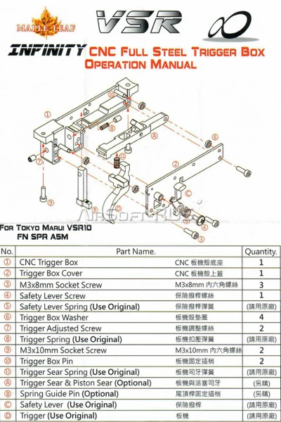Корпус УСМ Maple Leaf CNC Al для TM/Cyma VSR-10 (VTB)
