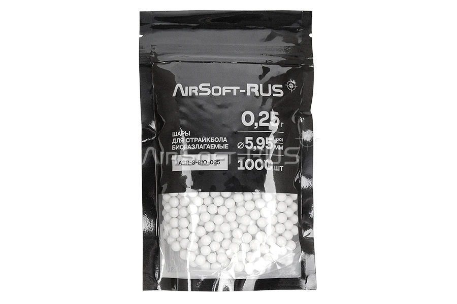Шары Airsoft-RUS 0.25гр. 1000шт. биоразлагаемые (ASR-S-BIO-025)