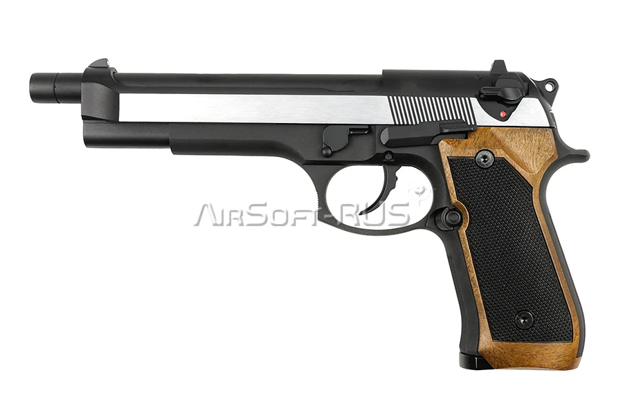 Пистолет WE Beretta M92 Long Silver Wood GGBB (GP304)