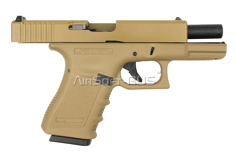 Пистолет WE Glock 19 Gen 3 с тактическим затвором GBB TAN (GP650-19-TAN)