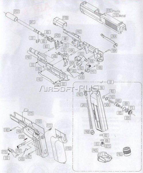 Направляющая Кнопки фиксации магазина KWC SigSauer SP2022 CO2 GNBB (KC-47DHN-P722)
