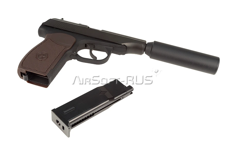 Пистолет WE ПМ с глушителем GGBB (GP118BR)