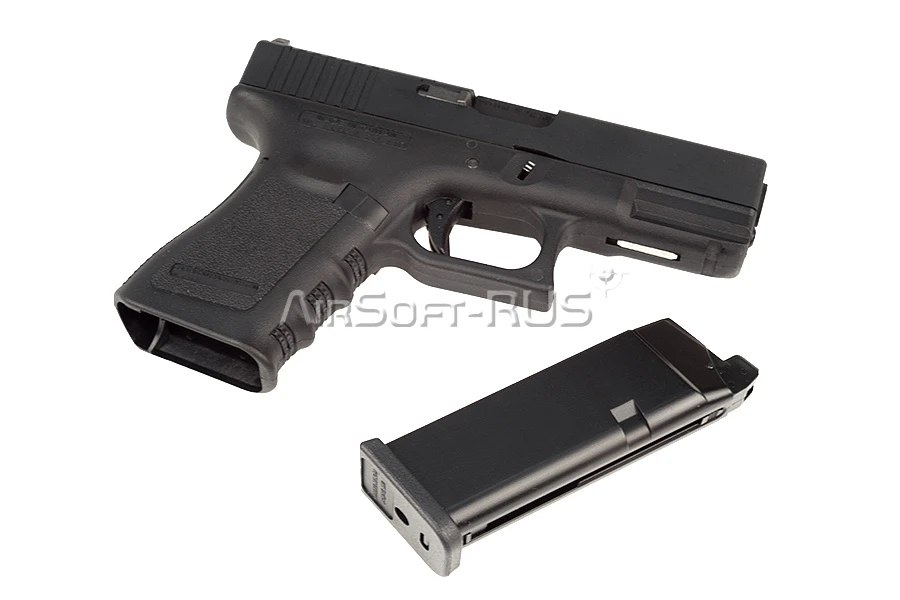 Пистолет WE Glock 19 Gen 3 с тактическим затвором GBB BK (GP650-19-BK)