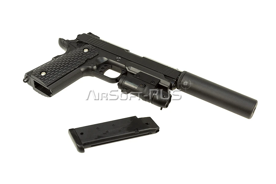 Пистолет  Galaxy Colt 1911PD spring с глушителем (G.25A)