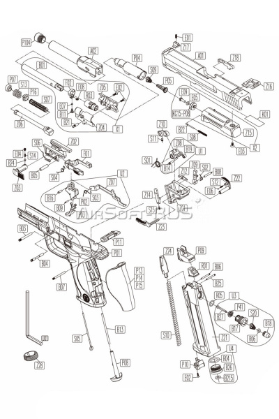Средняя втулка направляющей пружины KWC Smith&Wesson M&P 9 CO2 GBB (KCB-48AHN-P16)