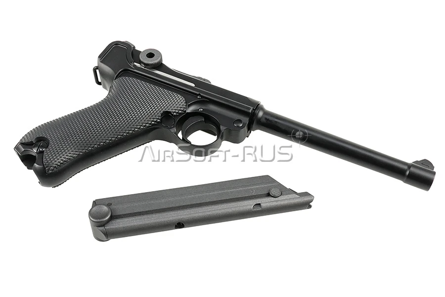 Пистолет WE P08 6" Luger Artillery GGBB BK (GP402)